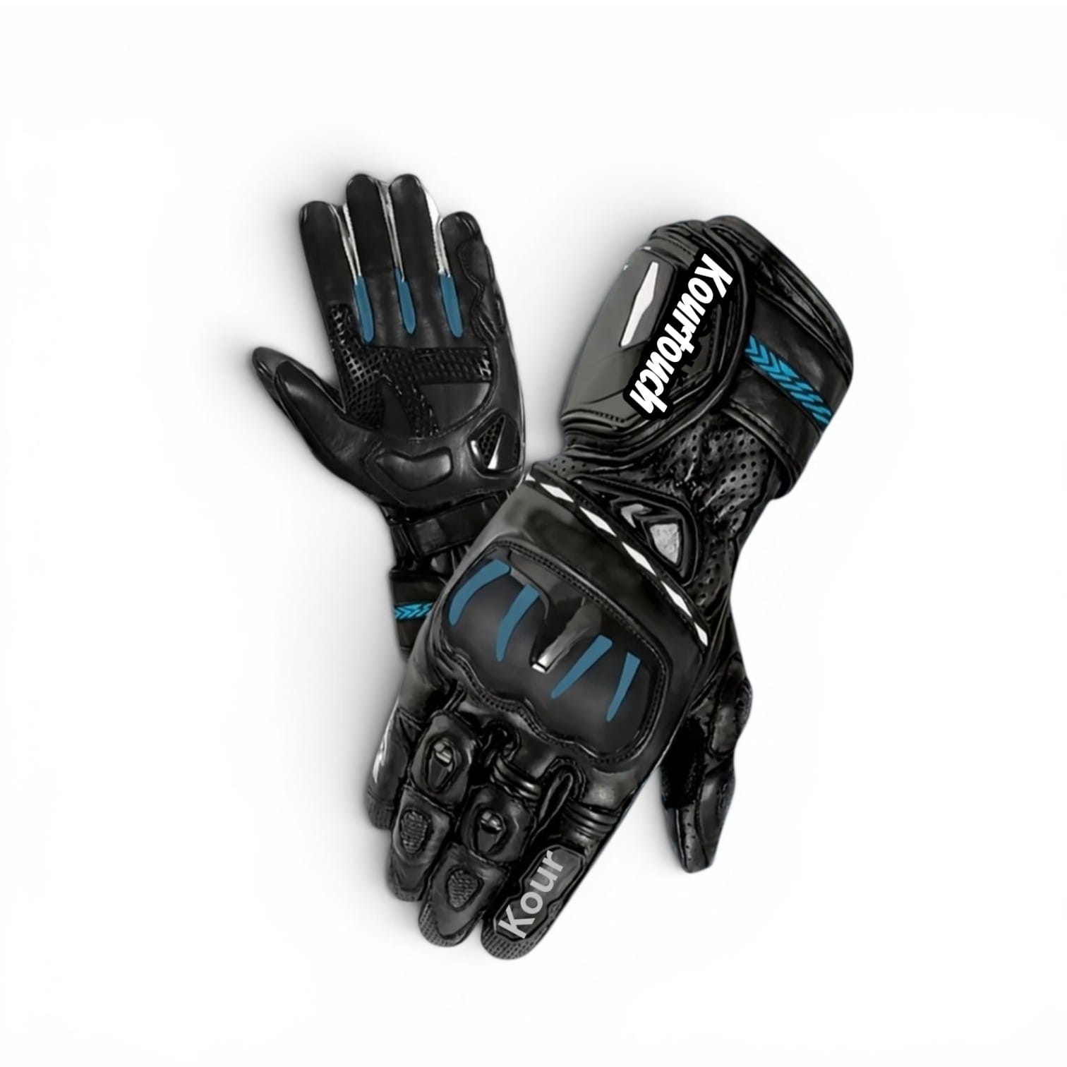 Black and Blue Knuckle Riding Gloves